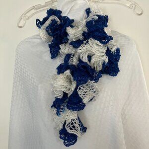 ❤️Sashay Sparkle Frilly Scarf Blue and White❤️